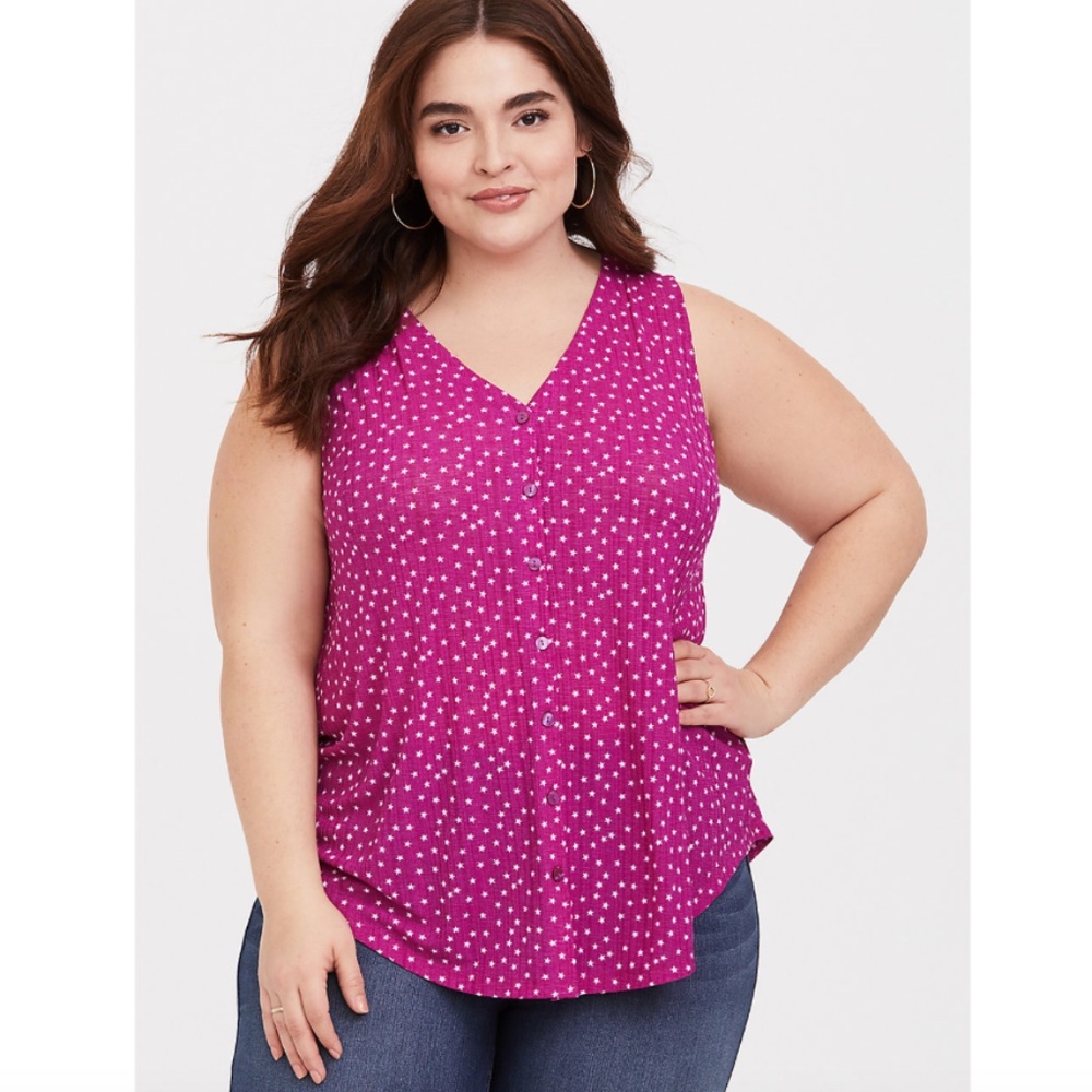 Torrid 5 Magenta Star Print Tank Top - Picture 1 of 13